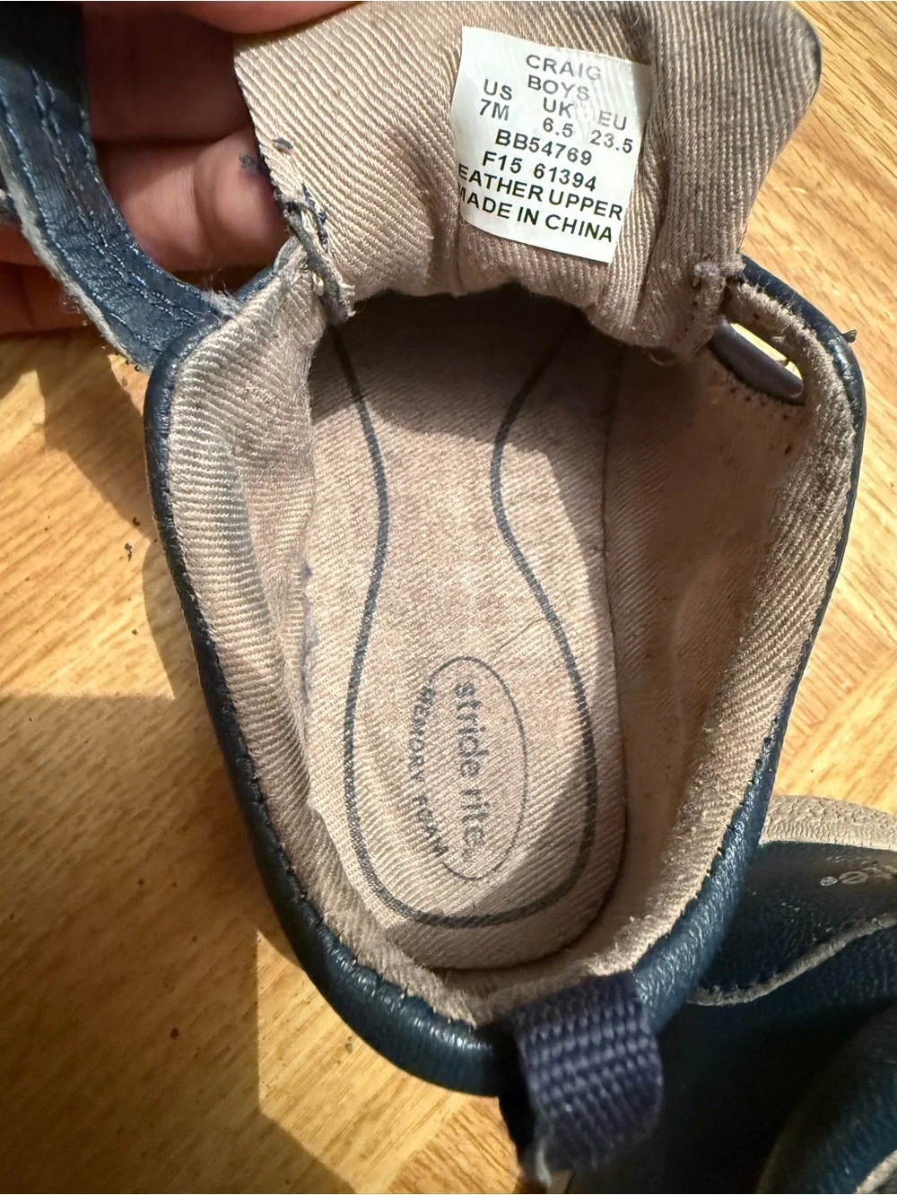 Stride Rite Craig Boys Navy Blue Leather Memory Foam Sneakers Size 7M Toddler